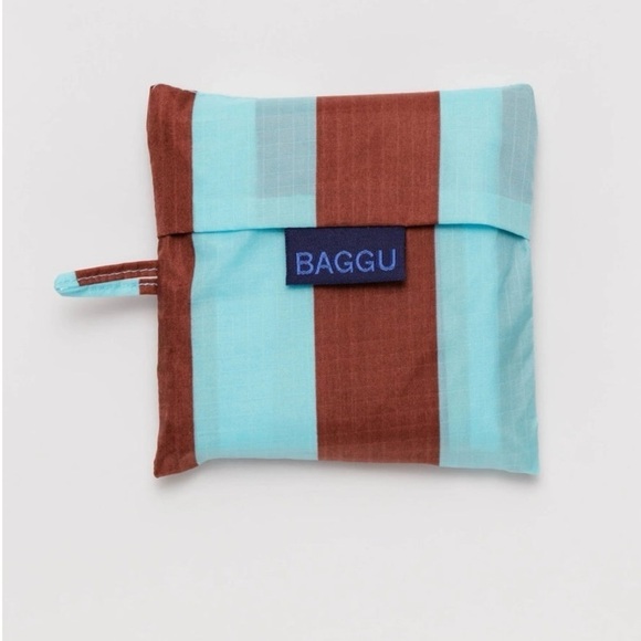 NWT BAGGU Standard Reusable Bag Raisin Stripe Awning - Picture 2 of 4